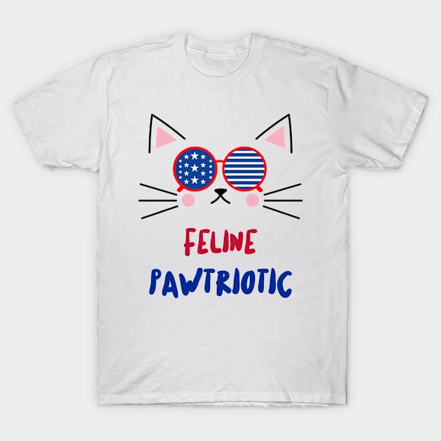 4th of July Cat Feline Pawtriotic Design T-Shirt by Life of an Accountant